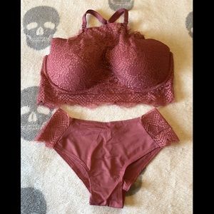 Victoria’s Secret PINK VS Lace Push Up Bra & Cheekster Panty Lingerie Set